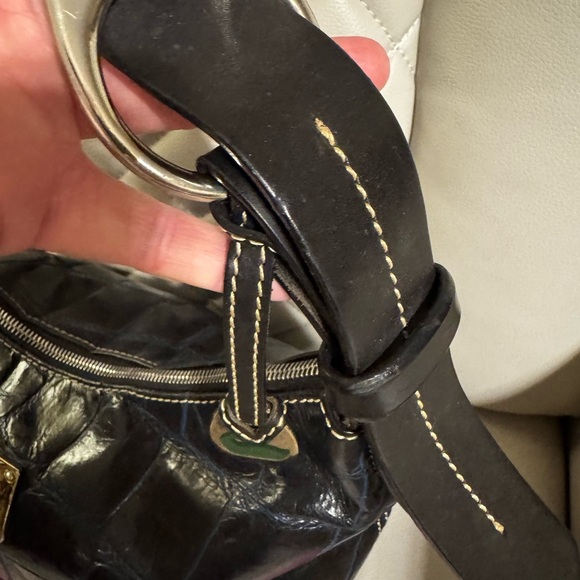 Dooney & Bourke Navy Blue Croc-Embossed Women's Bag - Picture 3 of 10